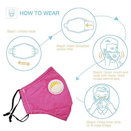 Image of VRITRAZ Print Reusable Washable PM 2.5 Anti Pollution Activated Carbon Dust Face Mask with Breathing Valve