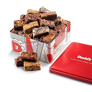 David’s Cookies Assorted Brownies Gift Tin – 20 Slices of Individually Wrapped Gourmet Brownies – Delicious Variety of Flavors, Fresh Baked Snacks – Ideal Brownies Gift Basket For Special Occasions