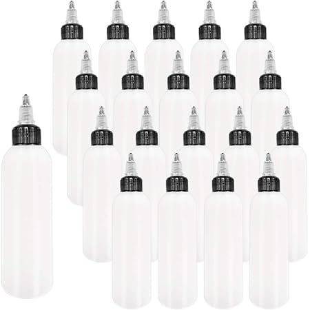20 Pcs Plastic Squeeze Bottles,4oz/120ml Dispensing Bottles,Boston Round LDPE Bottles with Twist Top Cap,Condiment Squeeze Bottles for Crafts,Kitchen,Household