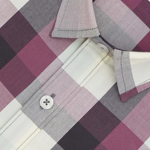 Image of GHPC 100% Cotton Checkered Half Sleeves Regular Fit Formal Shirt for Men