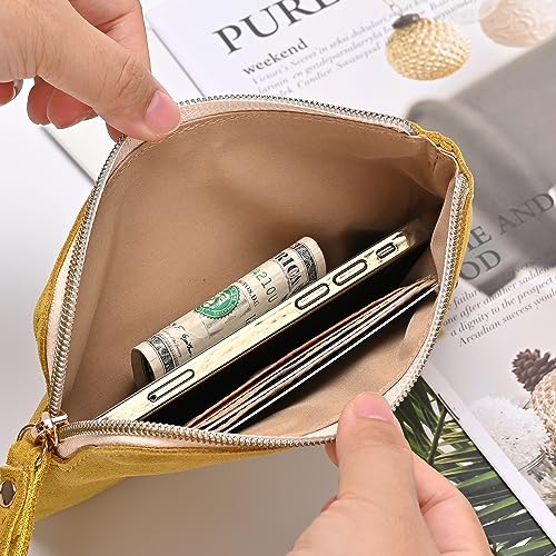Image of Genuine Leather 4.5 x 6.5 Wristlet Purse for Women, Evening Wristlet Pouch Clutch Bag