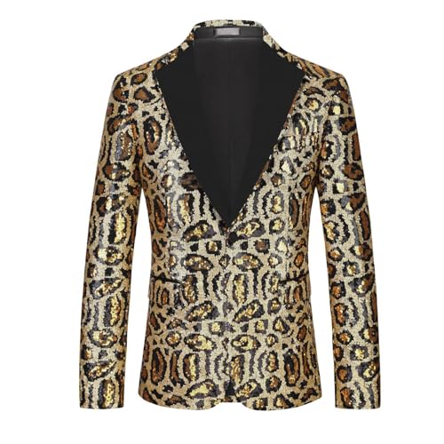 Veste homme blazer à paillettes léopard | Smoking moulant soirée spectacle