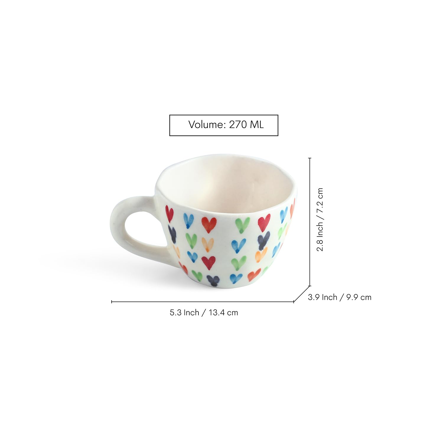 Colourful Hearts Ceramic Coffee Mugs - Set of 2 -7