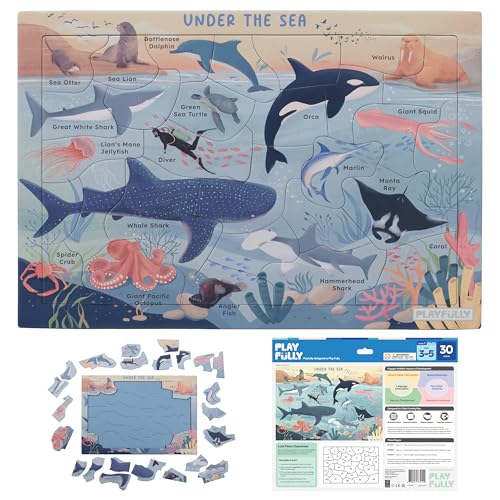 Play Fully Under the Sea 30 Piece Puzzle with Frame for Kids Ages 3-5 | SG Brand | Lost Piece Guarantee | Unique Shapes | Child-Centric Design | Cognitive Development | STEM | Fine Motor