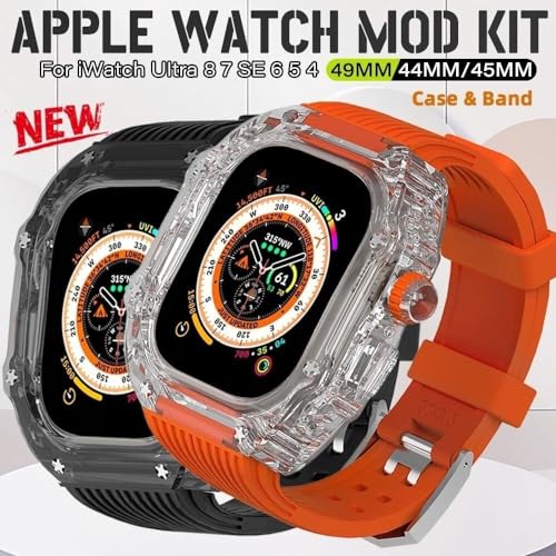 Boîtier montre transparent 49mm anti-choc pour Apple Watch avec bracelet caoutchouc durable - 5