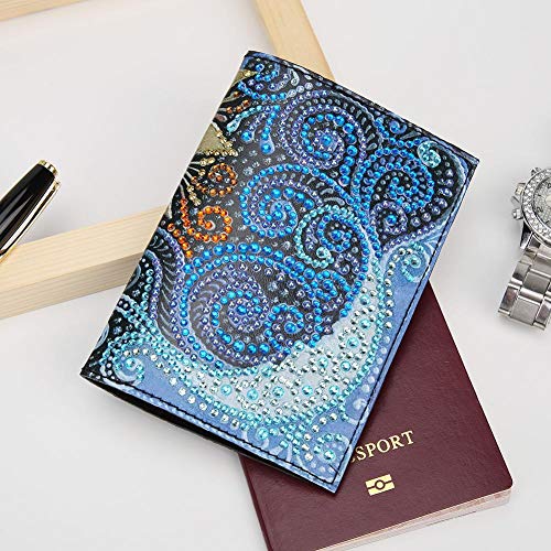 Porta-passaporte com pintura de diamante DIY 5D especial em formato de diamante capa de proteção par