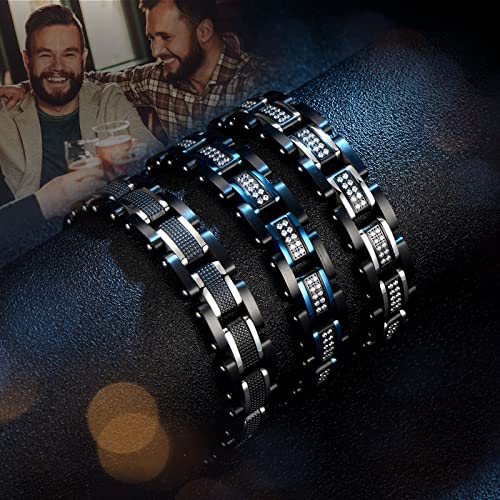 Ziallay Link Initial Bracelet Hip Hop Jewelry Gift Men Women Christmas Birthday Jewelry Gift Boyfriend Fashion Bracelet, Diamond, Two Tone Bracelet.4