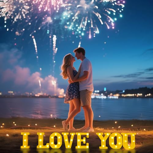 Image of I Love You Light Up Letters Proposing Decorations Set Includes 14 LED Light Letters and 1000 Rose Petals Valentine's Day Ornaments