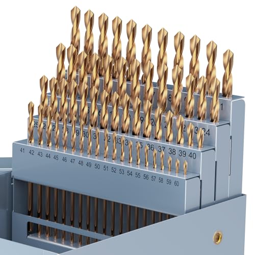 60Pcs(#1-60) Cobalt Number Size Drill Bit Set HSS Jobber Length