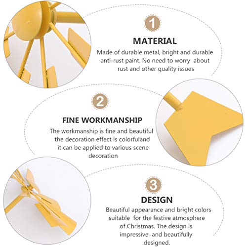 YARDWE - Estaca cinética para moinho de vento em metal amarelo para quintal decoração de arte de jar