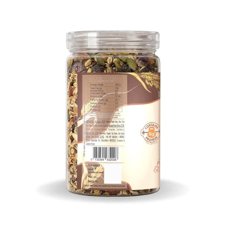 Nutriefoods Energy Booster Oat Meal (Granola) | Blend of Oats, Berries, Dried Fruits, Nuts, and Seeds (400gm) (Dark Chocolate) 1