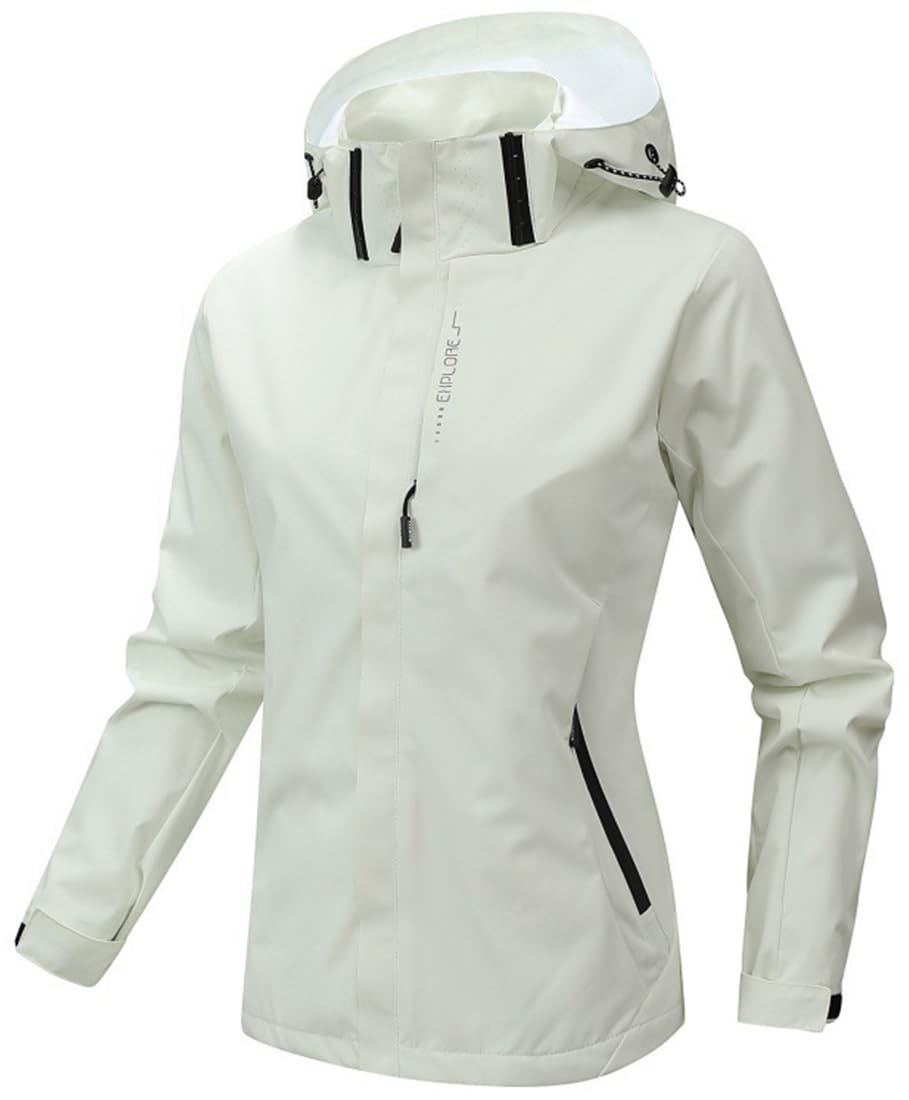 WINKEEY Veste Softshell Femme Imperméable Respirante Coupe-Vent Légère avec Capuche Veste de Pluie Extérieur pour Randonnée