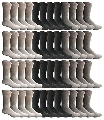 SOCKS'NBULK 48 Pairs of Mens and Womens Sports Crew Socks, Wholesale Bulk Pairs Athletic Sock