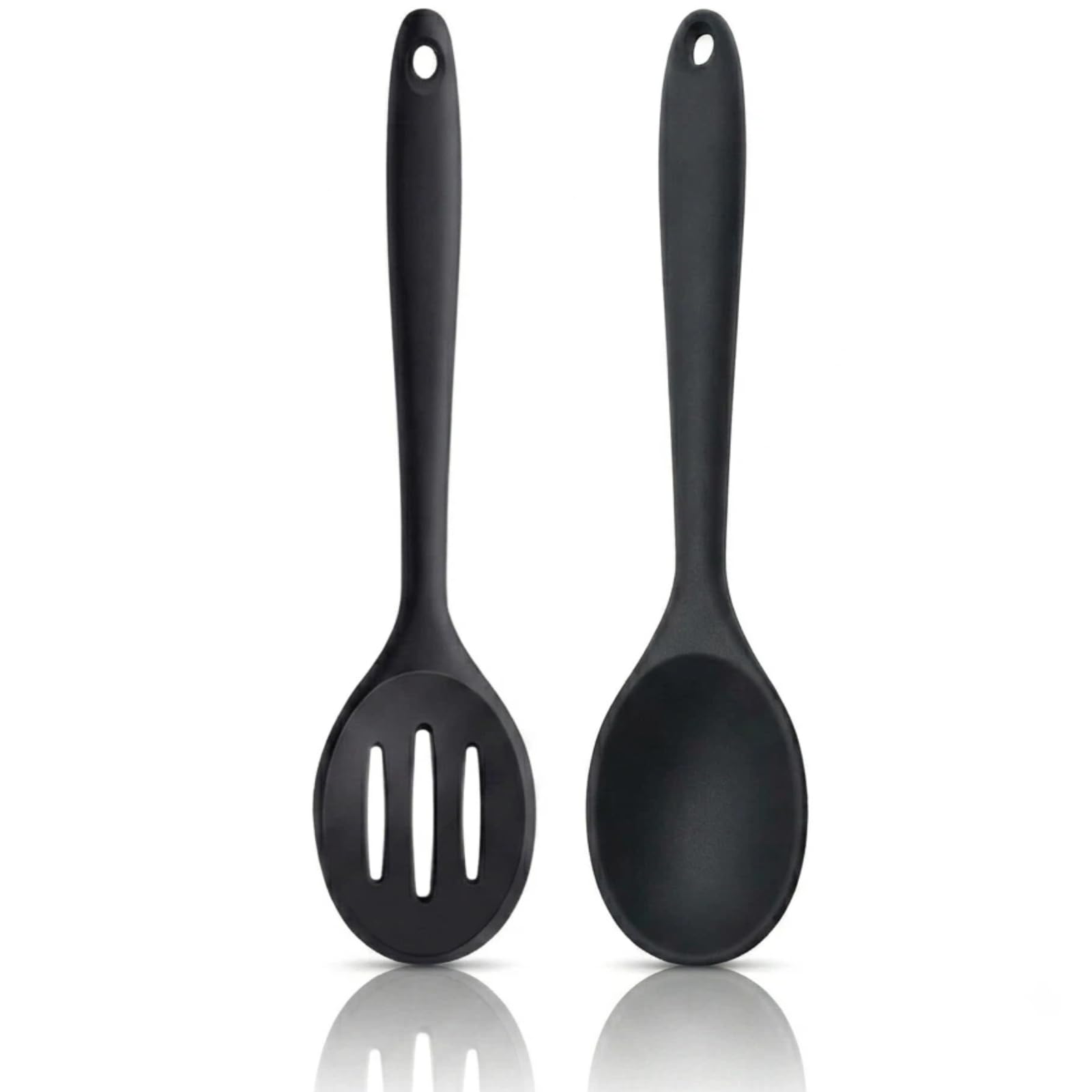 Juego de cucharas antiadherentes del silicón, cucharas de cocina resistentes al calor de 2PCS para mezclar, libre de BPA