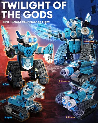 Image of Opmind 5 in 1 STEM RC Robot Building Kit, 408PCS APP & Remote Control Blocks DIY Engineering Robotics, Erector Science Set for Kids Age 6 7 8 9 10 11 12+, Educational Learn Toys Gift for Boys & Girls
