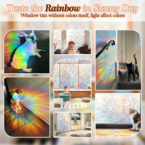 Image of Rainbow Window Privacy Film with Cutting Reference Line, 17.5 inch x 78.74 inch
