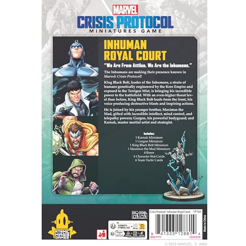 Marvel: Crisis Protocol Inhuman Royal Court Character Pack -Adds Maximus, Karnak, Gorgon and King Black Bolt, Tabletop Superhero Game, Ages 14+, 2 Players, 90 Min Playtime, Made by Atomic Mass Games