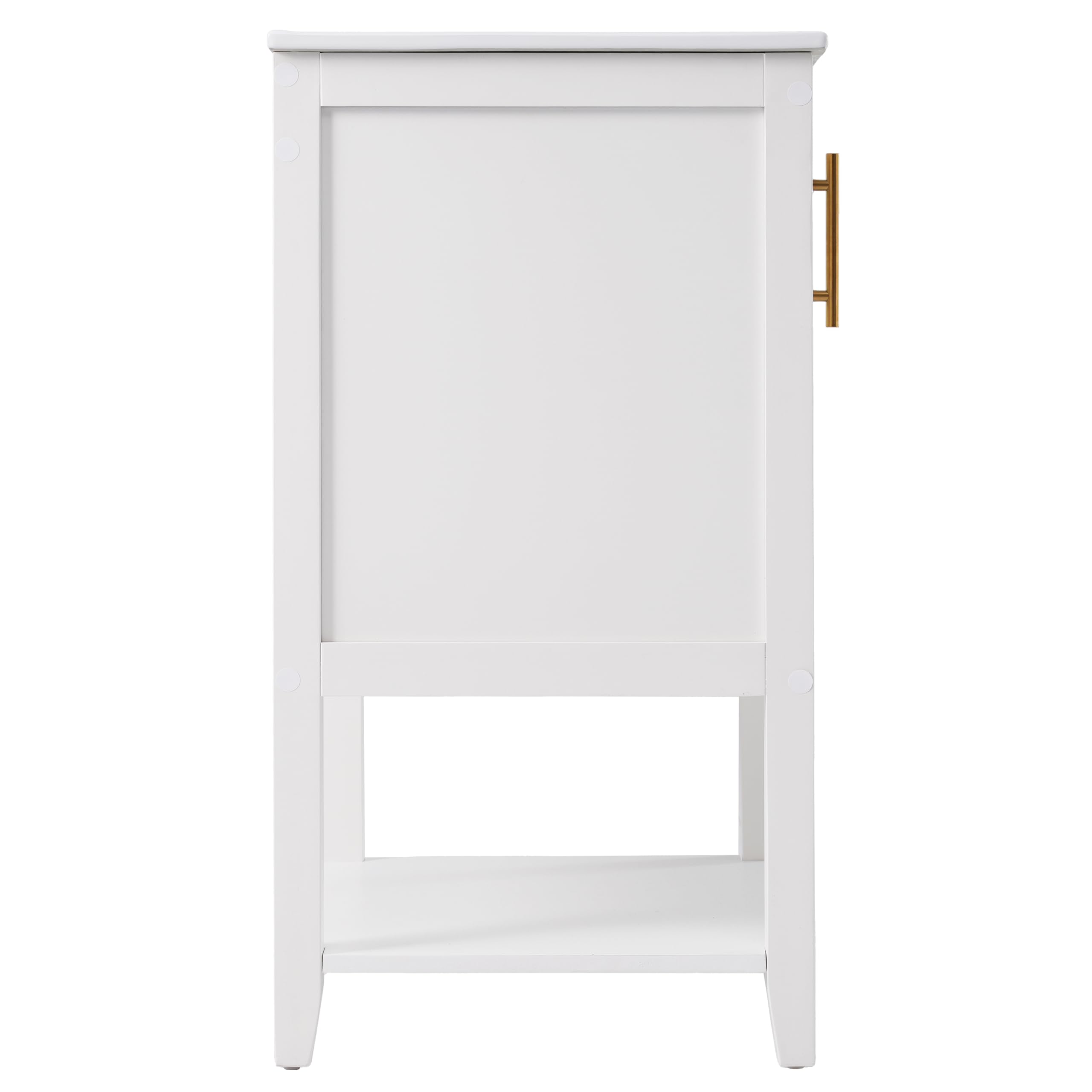 Lexiou Mueble de baño individual para lavabo de 60 cm con lavabo de cerámica, con estante (blanco)