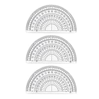 Cretty-Meet 3 PCS 180 Degrees Clear Plastic Protractors 4\" Transparent Semicircle Angle Measurement Ruler Basic Protractor for Geometry School Teacher Math Office