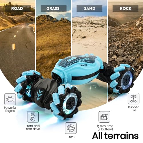 Image of GILI Gesture Sensing RC Stunt Car for Boys Age 6-12, Hand Controlled Double Sided Twist Car for Indoor Outdoor, 4WD Remote Control Vehicle, Best Birthday Gifts for Kids 7 8 9 10 11