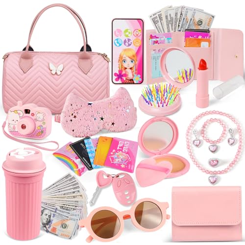 Sac à main jouet fille avec clés et faux maquillage pour jouer à la marchande
