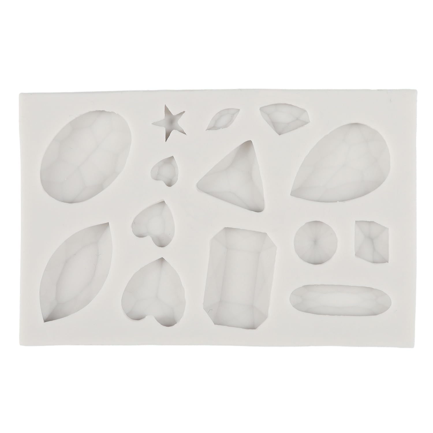 Gems - Juego de 4 moldes de silicona para fondant con forma de diamante para decoración de pasteles, cupcakes, chocolate, caramelos, arcilla polimérica, pasta de goma