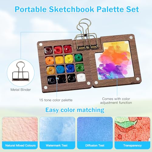 Hengrongshen Mini Aquarell Set, 24 Farben x 6ml Tuben Wasserfarben Palette, Pocket AquarellSet, Skizzenbuch Palette Set für Acrylmalerei, Aquarellmalerei, Öl, Gouache-Malerei