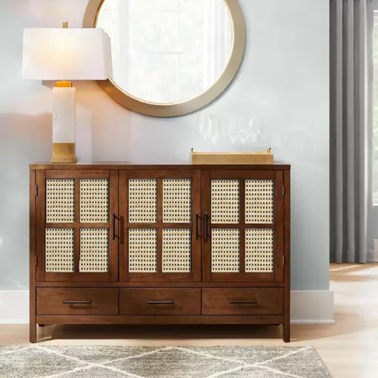 Monet Rattan Sideboard for Home & Office |Storage Cabinet for Living Room |Mango Wood, Walnut Brown Ideal for Home Decor-image-19