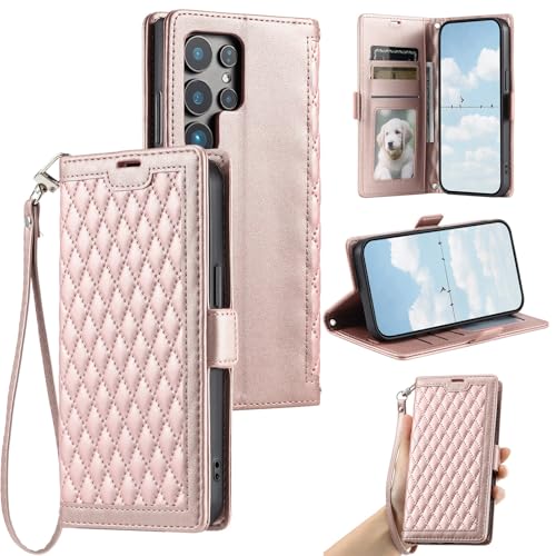 Étui portefeuille Samsung Galaxy S21 FE or rose clapet cuir et protection intégrale