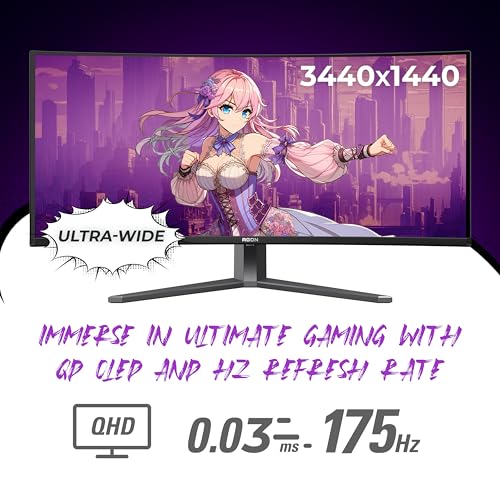 undefined AOC Agon PRO AG346UCD 34'' Ultra Wide Curved QD OLED Gaming Monitor, 21:9 WQHD 3440x1440, 175Hz 0.03ms, G-Sync Compatible, HDR 400 True Black, USB 3.2, Height Adjustable, Console Gaming Ready の商品画像 1