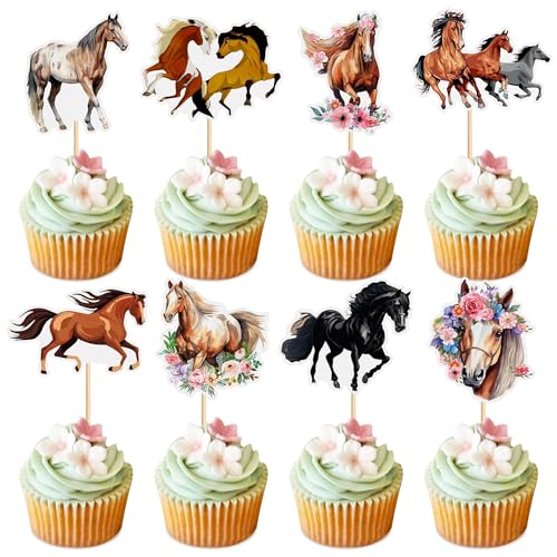 40 Pack Horse Cupcake Toppers Animal Horse Investec Derby Day Cupcake Picks Racing Party Theme Baby Shower Equestrian Party Decorations Supplies