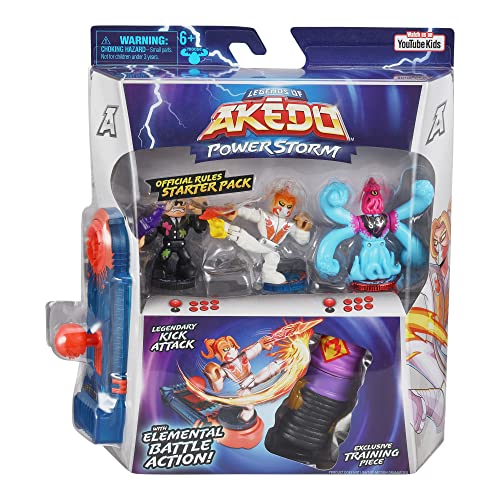 Legends Of Akedo Powerstorm Official Rules Starter Pack Legendary Kick Attack 3 Mini Battling Action Figures With Training Practice Piece And Exclusive Joystick Controller #TOP1
