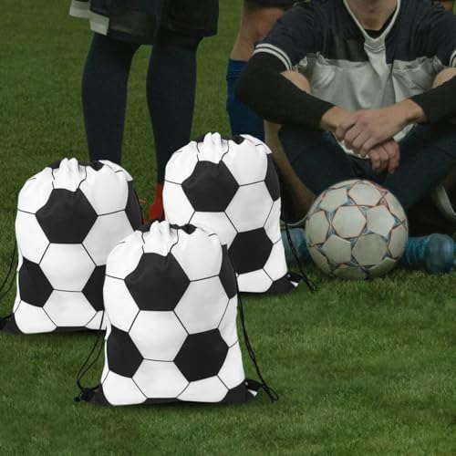 4Pack Soccer Drawstring Backpack Bags,Portable Soccer Sports Theme Gift Bags for Birthday Party 6