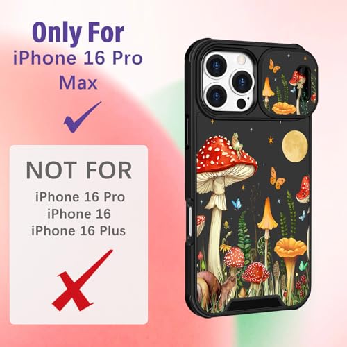 Image of Funermei for iPhone 16 Pro Max Case - Women Girls Cute Phone Cover Girly Pretty Aesthetic Mushroom Unique Design with Camera Cover Funda for Apple for iPhone 16 Pro Max