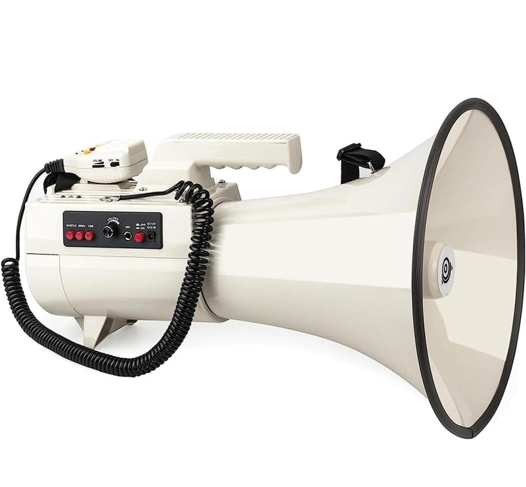 Mégaphones portables Bullhorn Bullhorn Megaphone 75w Lecteurs de cartes mémoire e SD portables Haut-parleur Bullhorn avec enregistrement et sirène USB Flash Entrée Aux Haut-parleur mégaphone