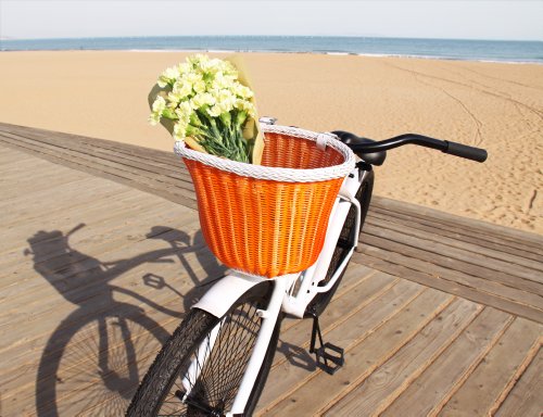 Colorbasket Adult Front Handlebar Bike Basket - Orange with White Trim
