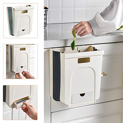 Yolistar Cubos de Basura Plegable Colgando para la Cocina,Dormitorio y Coche, 9L...