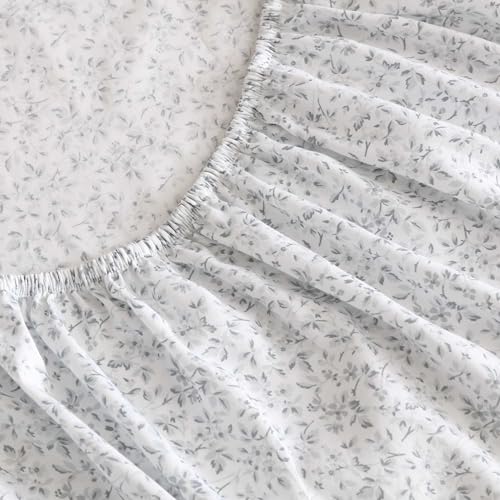 Image of Laura Ashley - Queen Sheet Set, Buttery-Soft Bed Sheets with a Naturally Silky Smooth Cotton Sateen Lightweight Feel - Matching Pillowcases & Fitted Sheet (Tierney Grey)