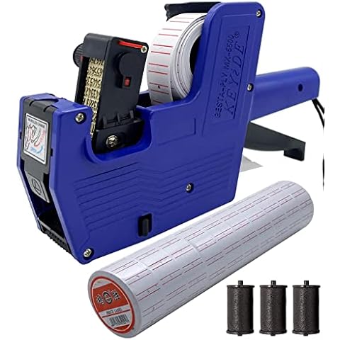 HC Kenshin MX5500 Price Tag Gun for Clothing Tags -Price Stickers-Expiration Date Stamp-Gun Stickers, 1 line Label Gun, Date Sticker Gun | A Price Gun, 10 Roll Labels, 3 Ink Wheels(Blue) Cover