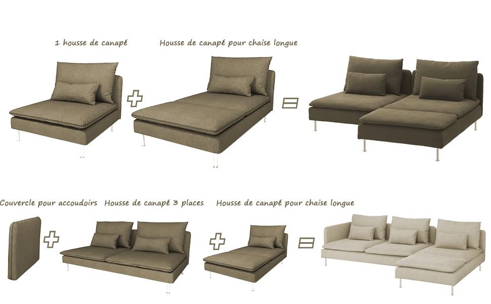 Housse de Canapé IKEA SÖDERHAMN Module Accoudoir Protège Canapé Relax Lavable