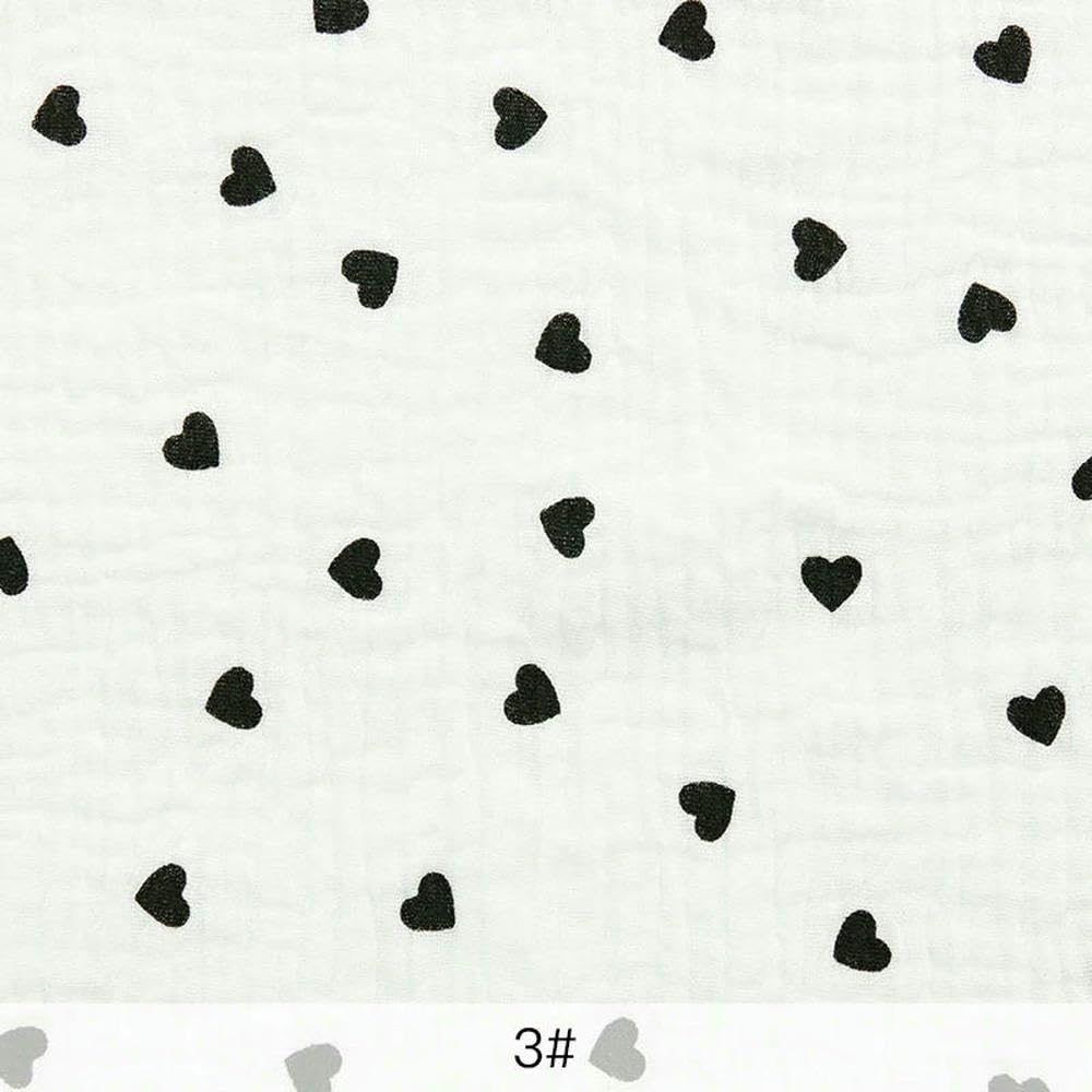 99% Cotton Crepe Heart Print Double Gauze Fabric