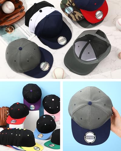 Image of 15 Pack Snapback Hats for Men Hip Hop Style Solid Baseball Hats Adjustable Snapback Cap Flat Brim Baseball Caps