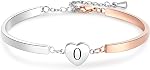 Rose Bracelets de lettre d'or de coeur gravé Alphabet 26 Lettres Charms Cuff Bracelet Acier inoxydable Expandable Nom Personnalisé Bijoux