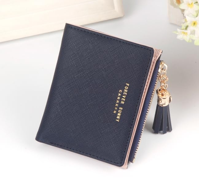 Women's Compact Wallet Small Tassel Zipper Clutch Card Holder Wallet Pendant Credit Card Holder