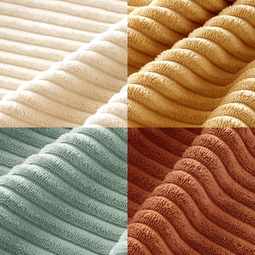 Image of MIULEE Boho Farmhouse Throw Pillow Covers 18x18 Inch Set of 4 Summer Modern Natural Decorative Cushion Covers Soft Corduroy Fall Home Decor for Couch Bed Sofa Living Room Teal-Rust Gradient Series