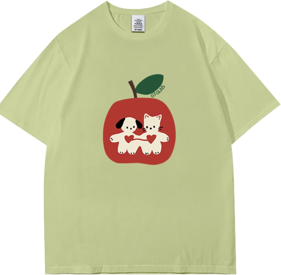 Whimsy Twee Clothes for Women Oversize Graphic Apple Tee Y2k Fashion Whimsical Clothes Streetwear
