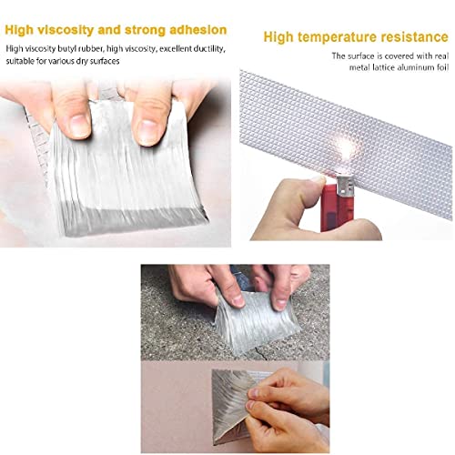 Image of Waterproof Tape Aluminium Rubber Tape Pipe Leakage Roof Water Leakage Solution Aluminium Foil Tape Waterproof Adhesive Tape Sealing Butyl Rubber Tape (2 inch x 5 meter (Pack 1))