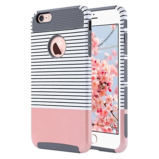 ULAK iPhone 6s Plus Case, iPhone 6 Plus Case, Slim Dual Layer Protection Scratch Resistant Hard Back Cover Shockproof TPU Bumper Case for Apple iPhone 6/6S Plus 5.5 inch-Minimal Rose Gold Grey