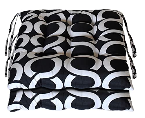 Kuber Industries Geometric Seamless Pattern Microfiber Durable, Comfortable & Soft Square Chair Pad/Cushion/Seat Pad with Ties, 18 * 18 Inch- Pack of 2 (Black) (B09PGBX8M3) Amazon Price History, Amazon Price Tracker