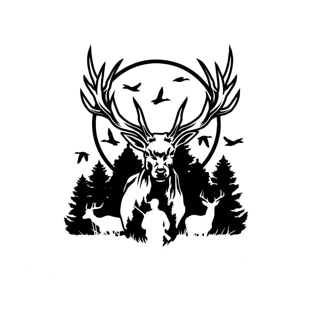 15cm Deer Hunte Sticker Decals Cover Scratches Stickers On Car Decoration PVC(Black,20cm)